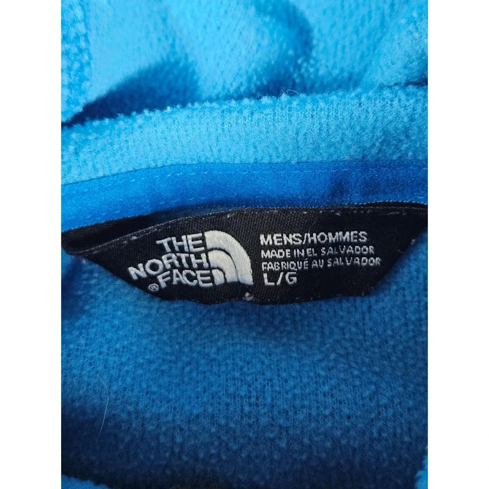 The North Face Mens Blue Heathered Full Zip Fleece Hoodie Jacket Large